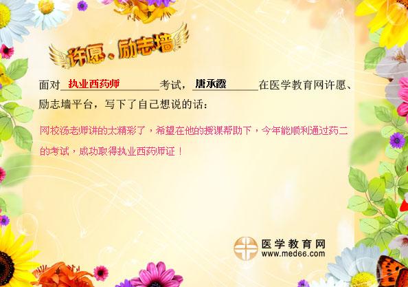 唐承霞的执业西药师许愿励志墙